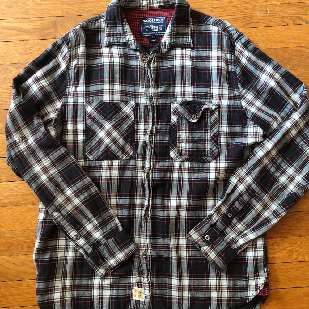 Vintage Woolrich Mens lightweight plaid shirt Sz L